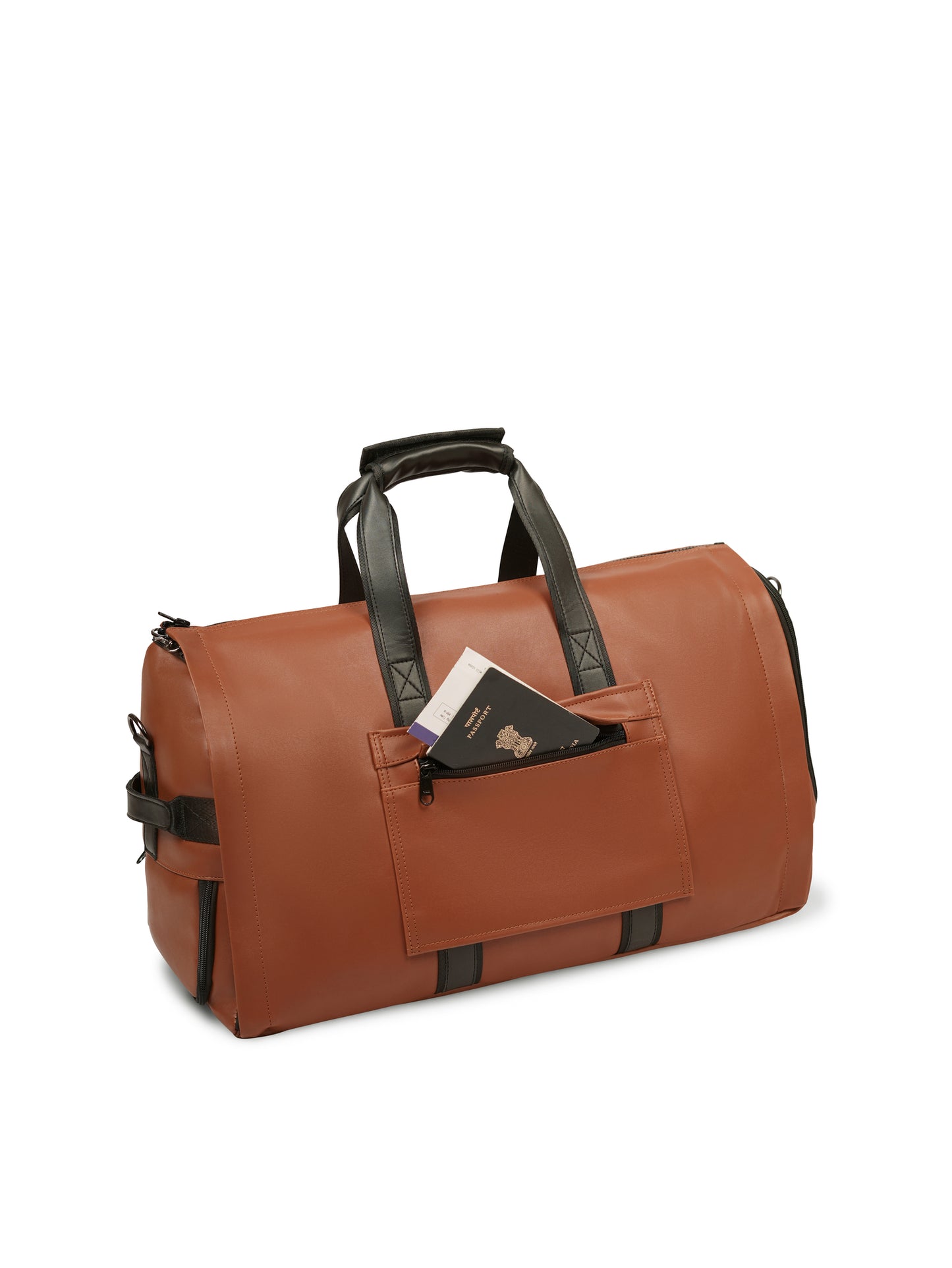 Trolley Duffel Bag- Tan Leather